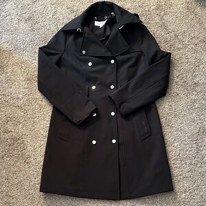 NWOT Calvin Klein Black Double
Breasted Trench Coat - Size small